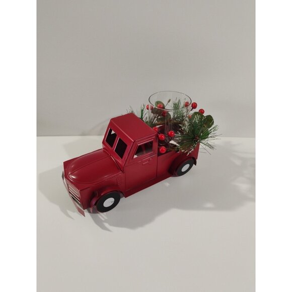 Holiday Time Christmas Farm Truck Hurricane Candle Holder, Red New - Picture 15 of 16